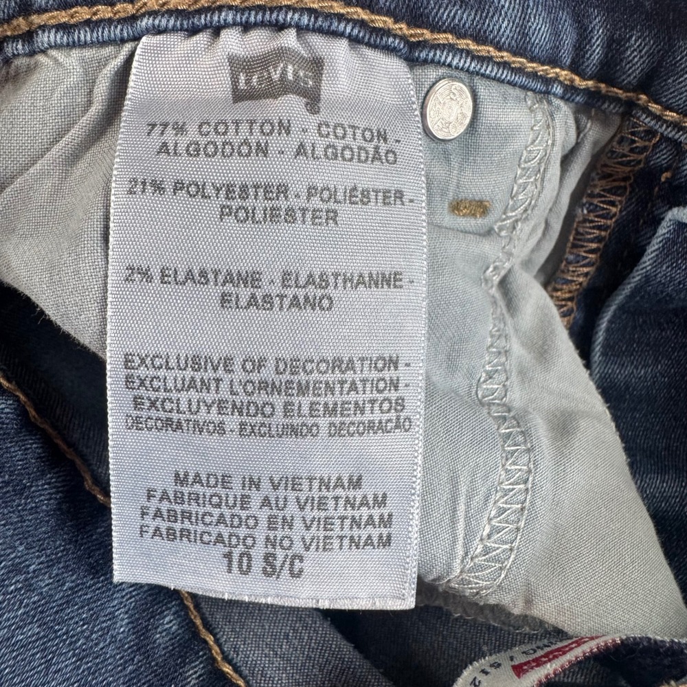 Levis 512 Perfectly Slimming Bootcut Jeans Womens 10S Dark Wash Embellished Blue - Picture 5 of 9